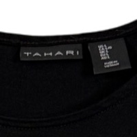 TAHARHI Women's Knit Tank Top, Sheer Flutter Sleeve Overlay, Black, Size Large - Picture 2 of 7